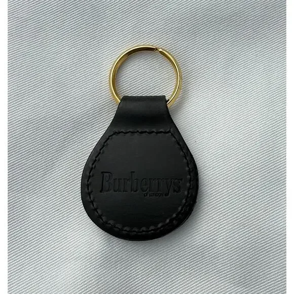 Vintage Burberry Black Leather Key Holder Key Fob Gold-Tone Keyring Authentic - Picture 5 of 6